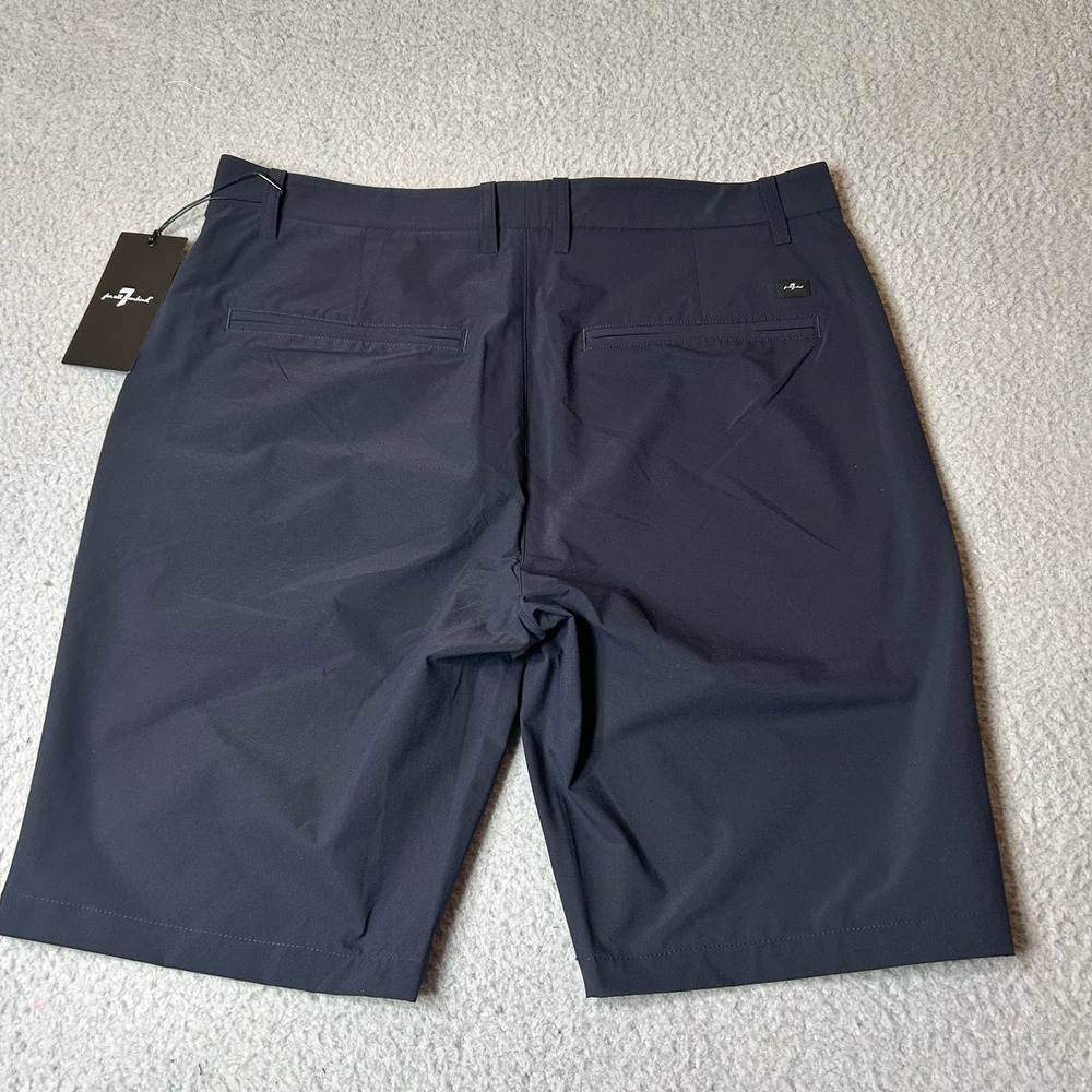 7 For All Mankind Shorts Mens 31 Navy Blue Flat Front Tech Series MSRP $158 NEW - Picture 2 of 10